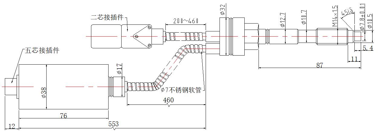 PT131高温熔体压力传感器尺寸图